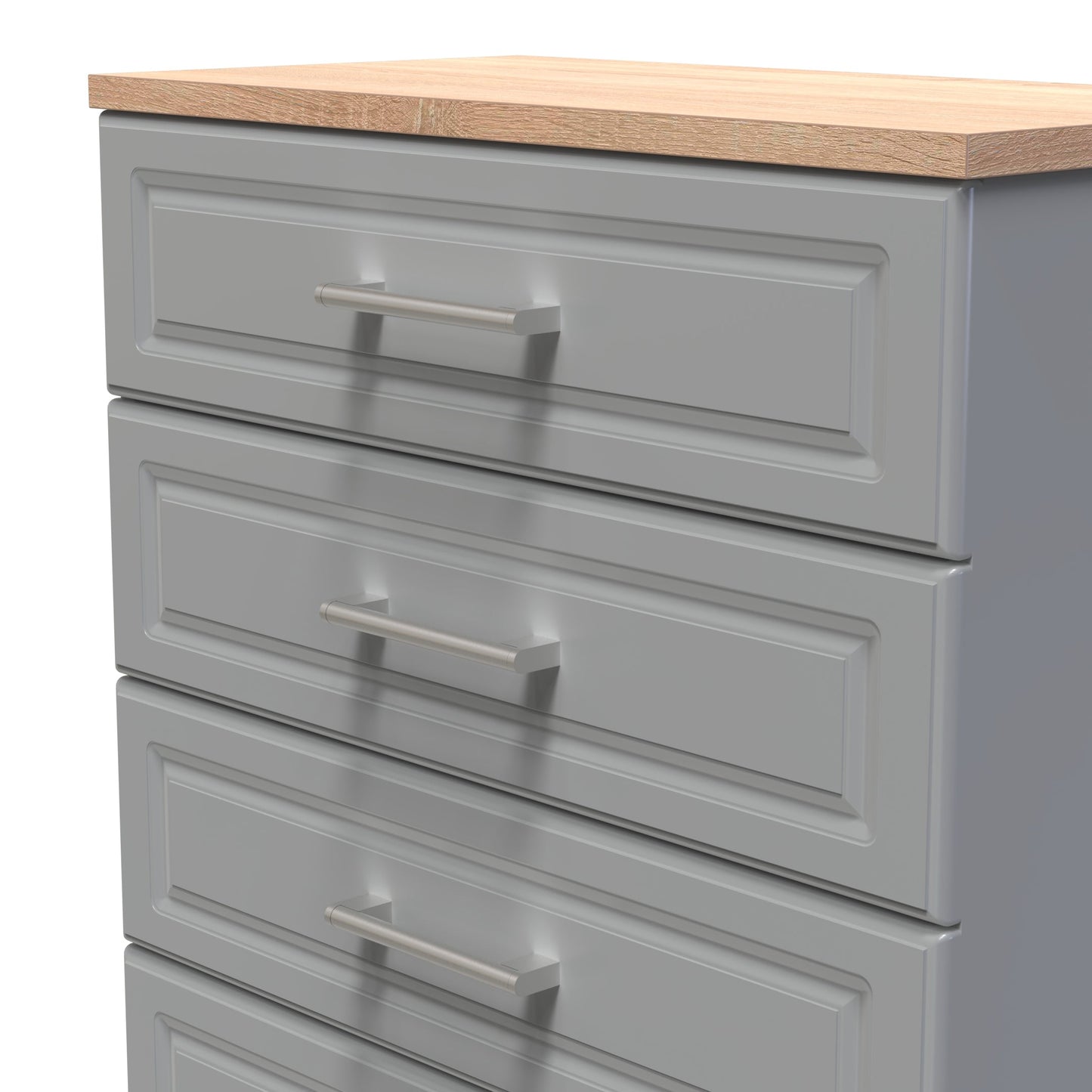 Kent Tall Chest of Drawers Grey & Oak 5 Drawers 108cm