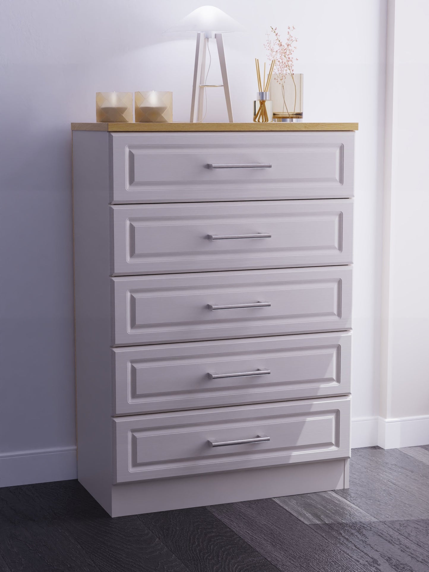 Kent Tall Chest of Drawers Off-White 5 Drawers 108cm