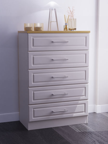 Kent Tall Chest of Drawers Off-White 5 Drawers 108cm