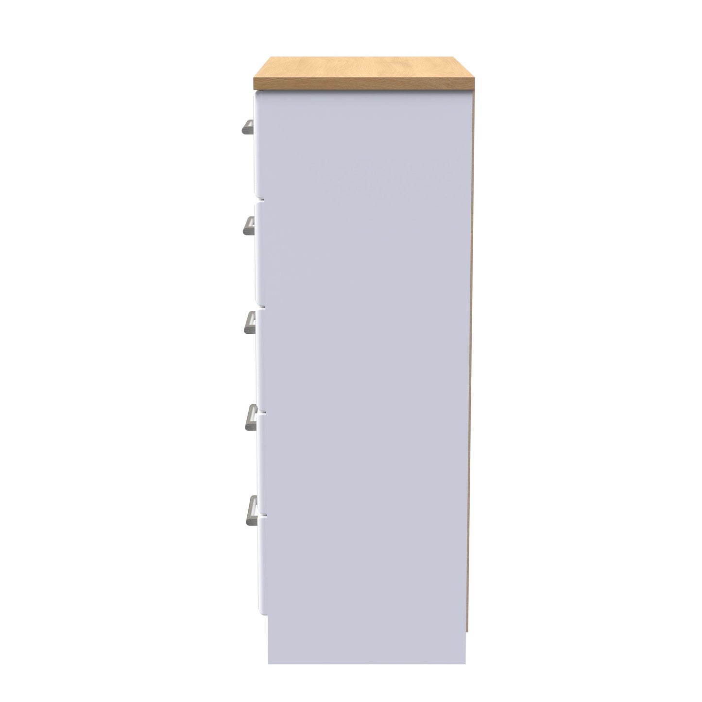 Kent Tall Chest of Drawers White & Oak 5 Drawers 108cm
