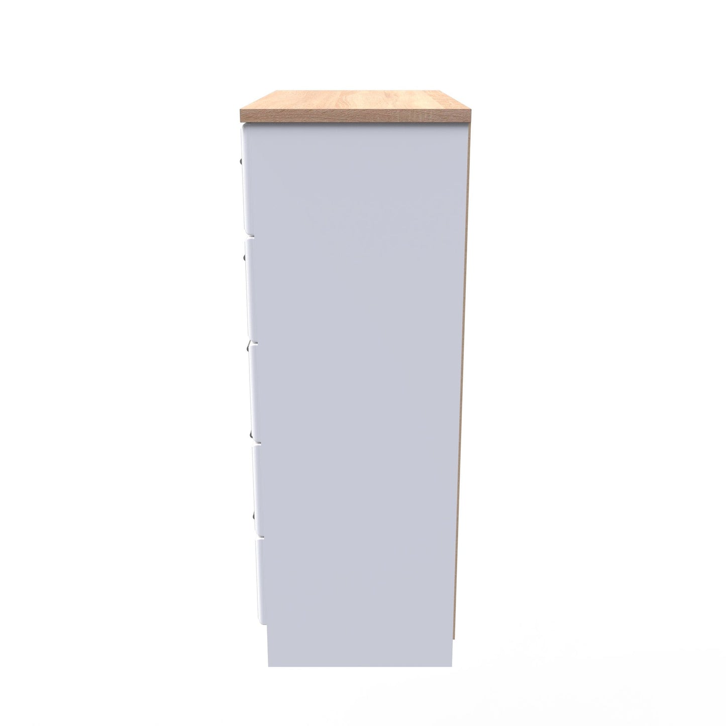 Kent Tall Chest of Drawers White & Oak 5 Drawers 108cm