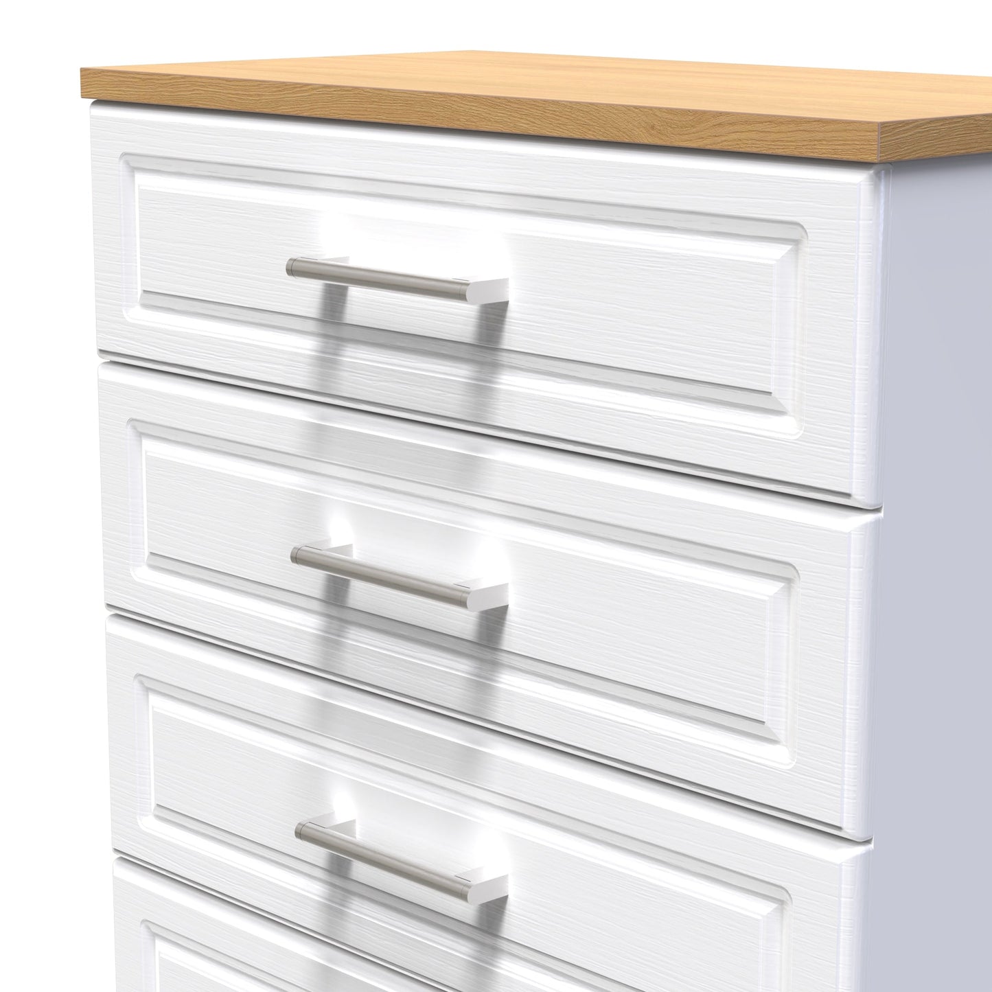 Kent Tall Chest of Drawers White & Oak 5 Drawers 108cm