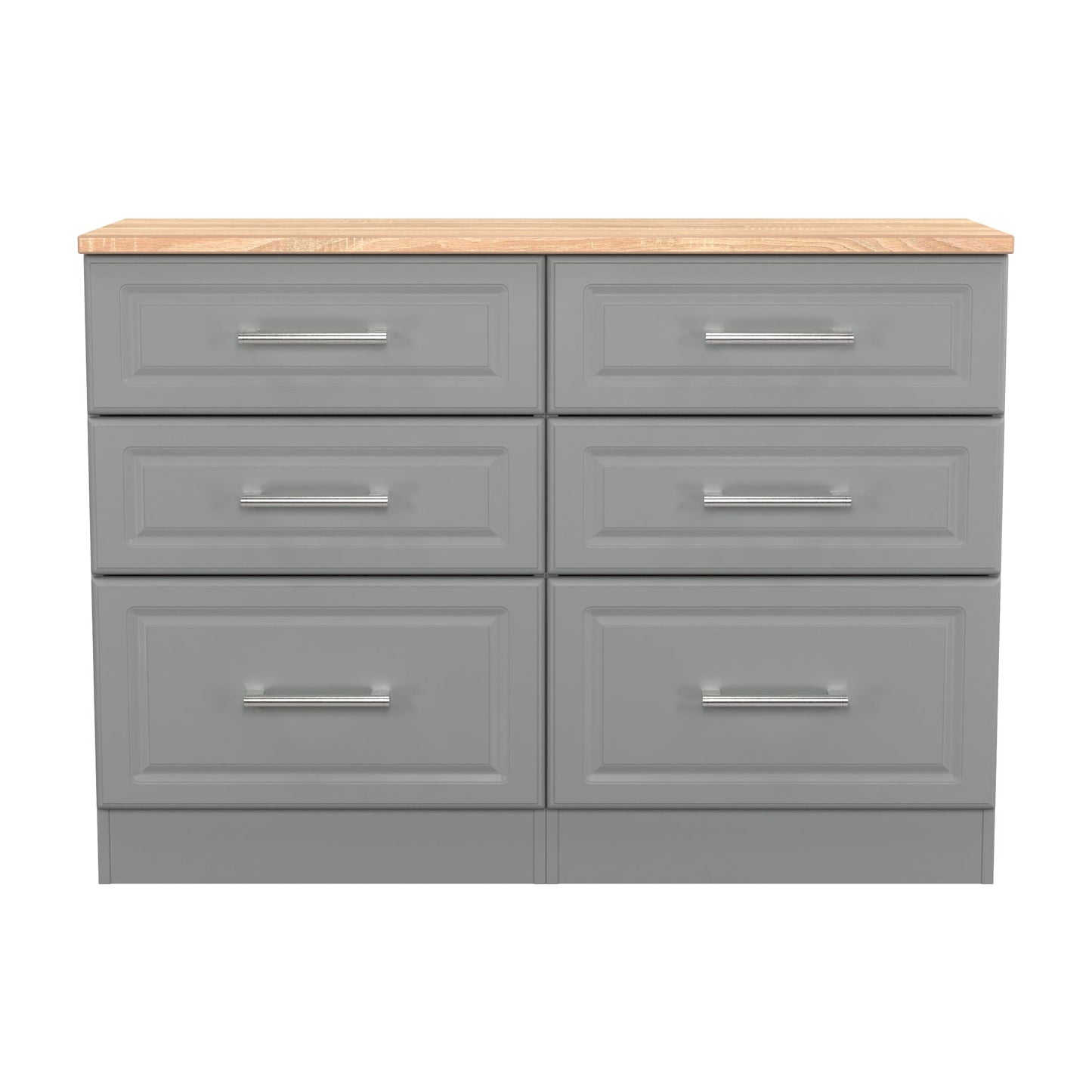 Kent Large Chest of Drawers Grey & Oak 6 Drawers 110cm