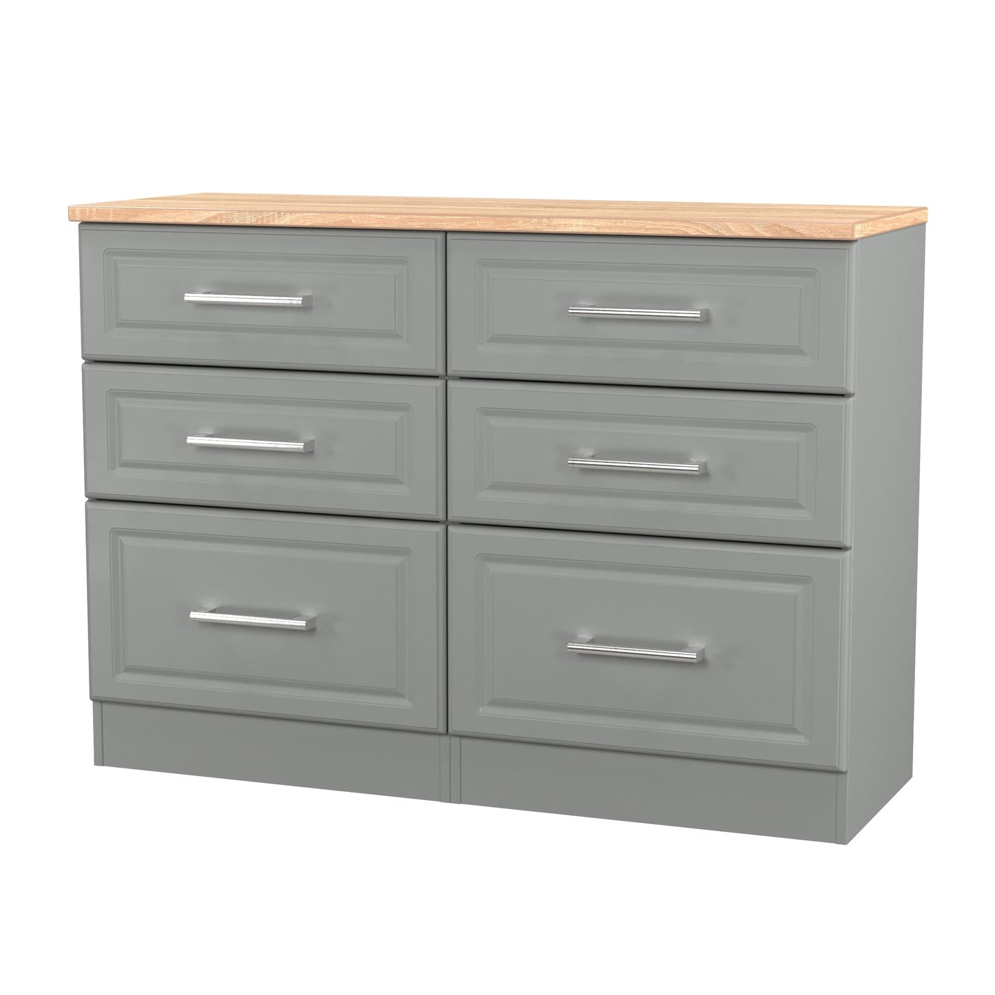 Kent Large Chest of Drawers Grey & Oak 6 Drawers 110cm