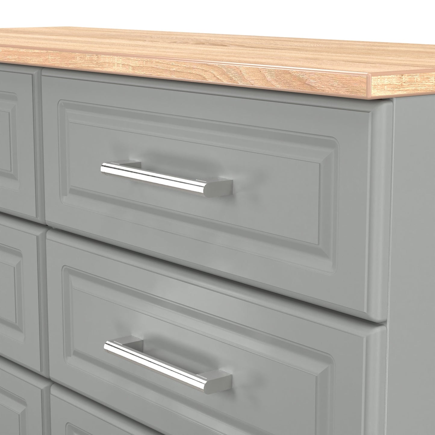 Kent Large Chest of Drawers Grey & Oak 6 Drawers 110cm