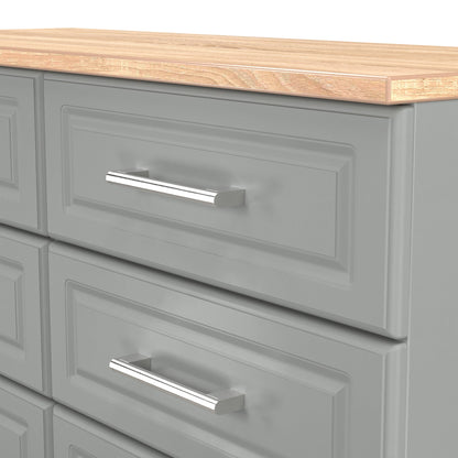 Kent Large Chest of Drawers Grey & Oak 6 Drawers 110cm