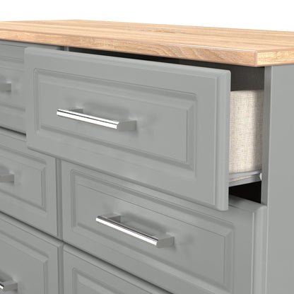 Kent Large Chest of Drawers Grey & Oak 6 Drawers 110cm