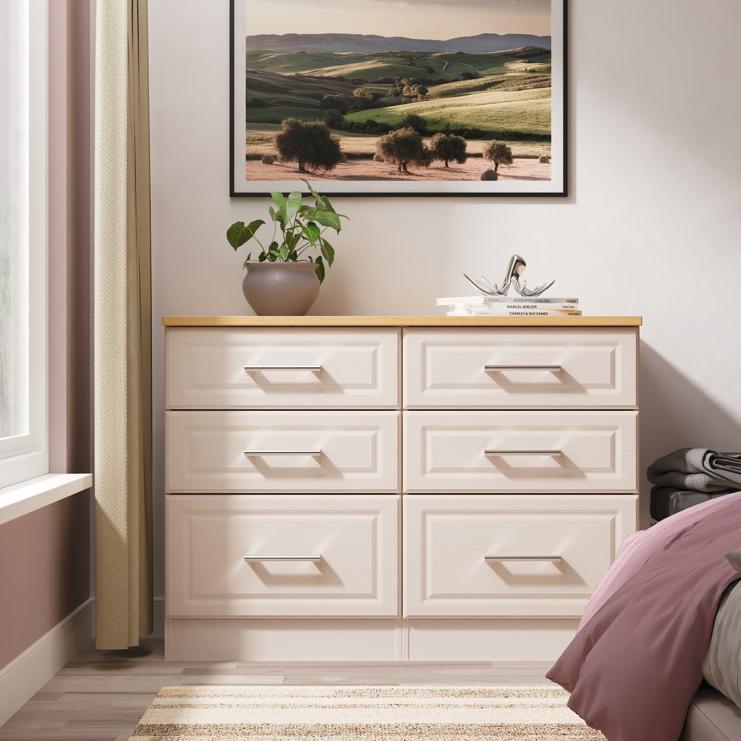 Kent Large Chest of Drawers Off-White 6 Drawers 110cm