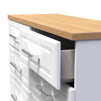 Kent Large Chest of Drawers White & Oak 6 Drawers 110cm