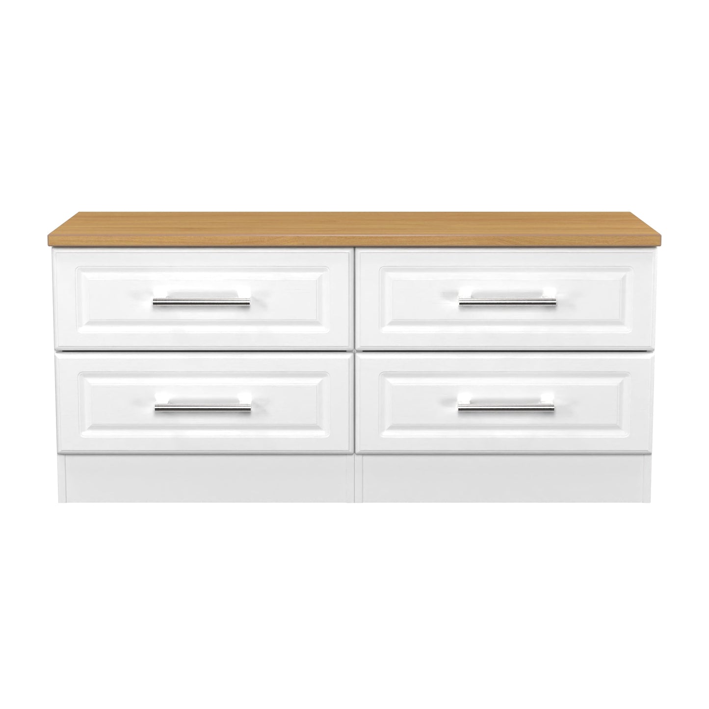 Kent Large Chest of Drawers White & Oak 4 Drawers 110cm