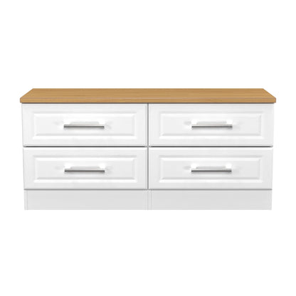 Kent Large Chest of Drawers White & Oak 4 Drawers 110cm