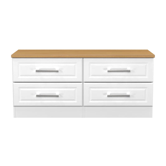 Kent Large Chest of Drawers White & Oak 4 Drawers 110cm