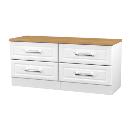 Kent Large Chest of Drawers White & Oak 4 Drawers 110cm