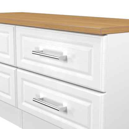 Kent Large Chest of Drawers White & Oak 4 Drawers 110cm