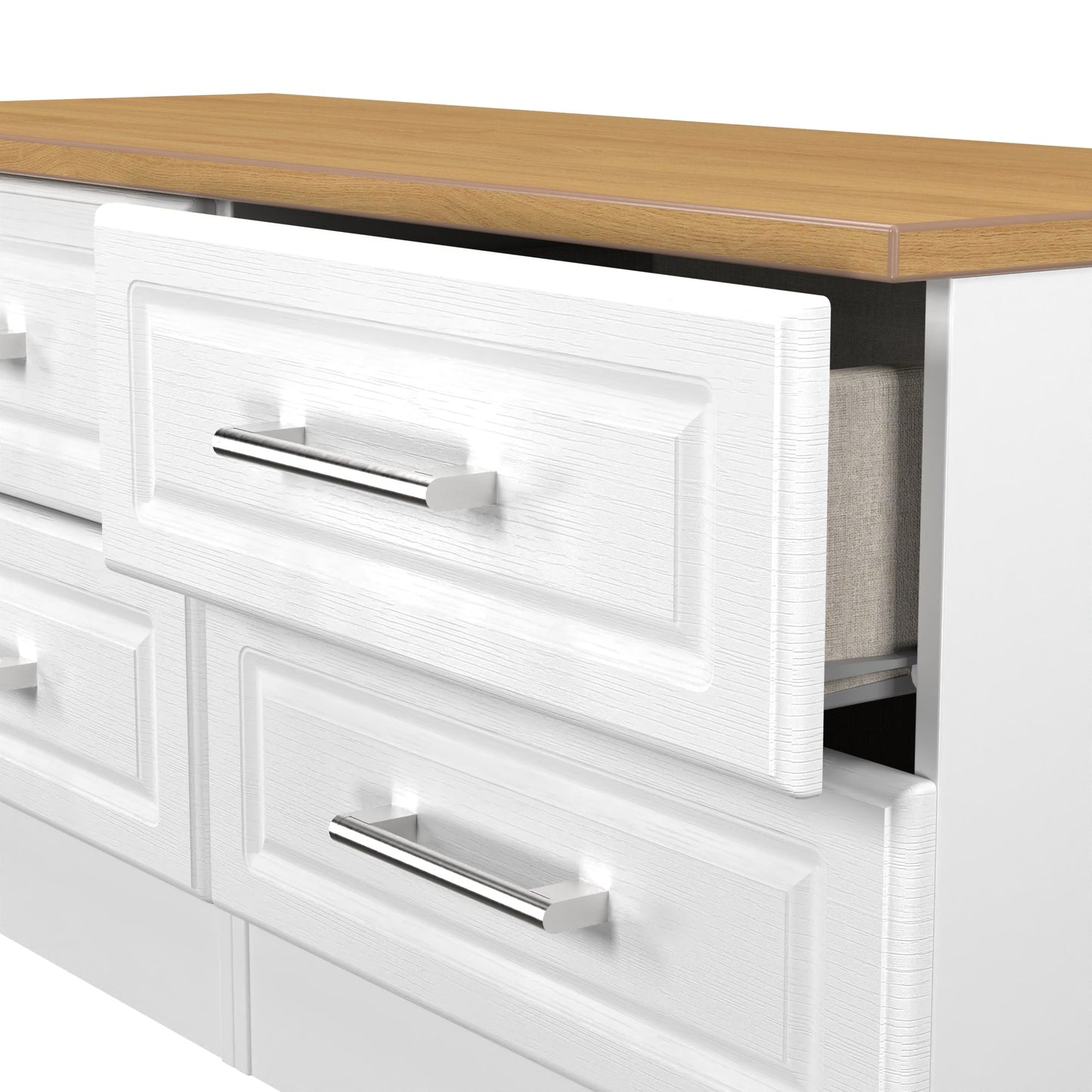 Kent Large Chest of Drawers White & Oak 4 Drawers 110cm