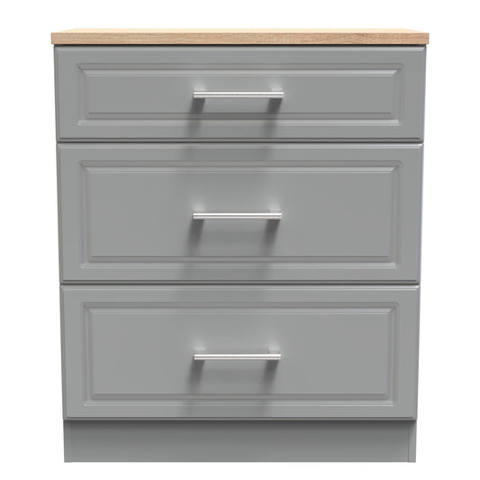 Kent Chest of Drawers Grey & Oak 3 Drawers 39cm