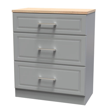 Kent Chest of Drawers Grey & Oak 3 Drawers 39cm