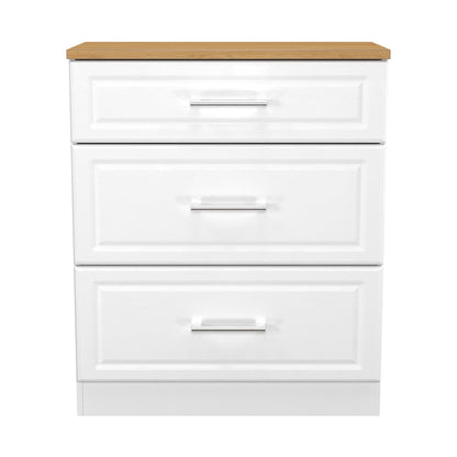 Kent Chest of Drawers White & Oak 3 Drawers 39cm