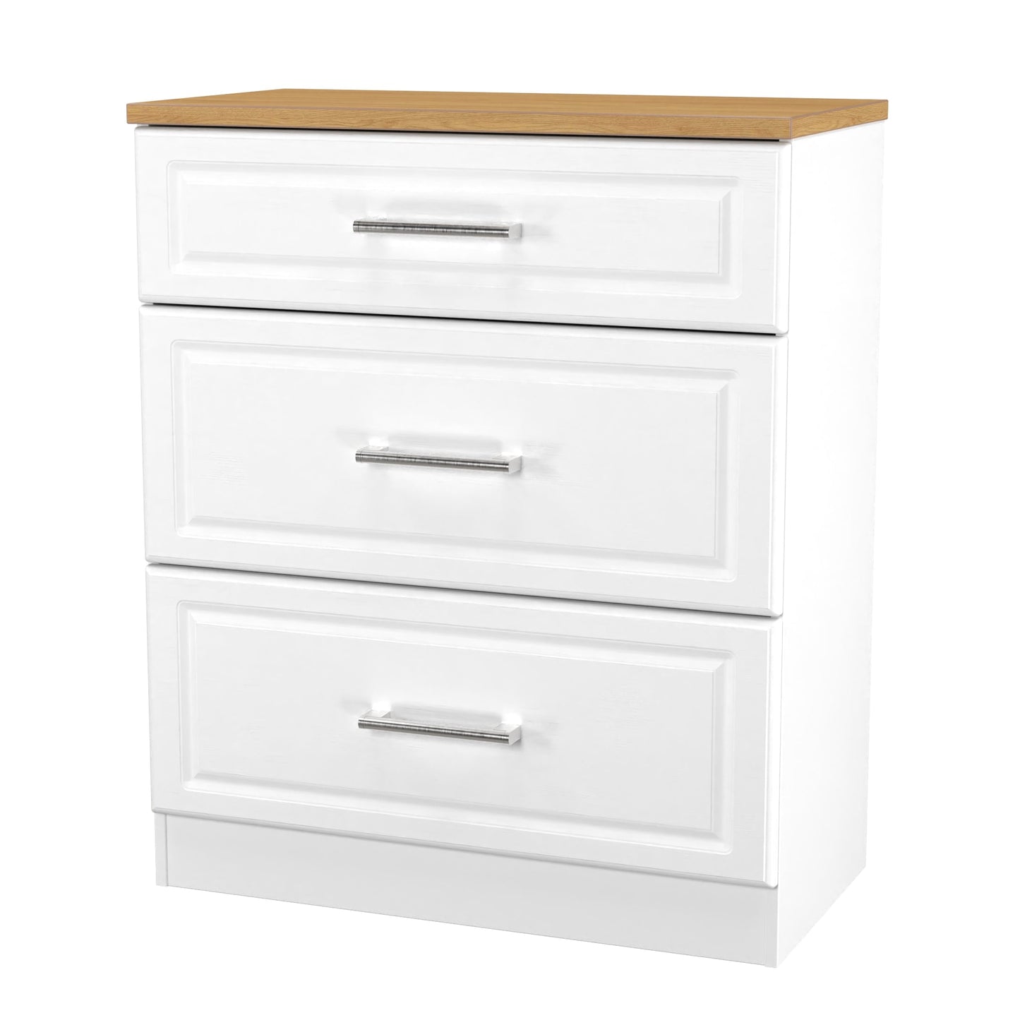 Kent Chest of Drawers White & Oak 3 Drawers 39cm