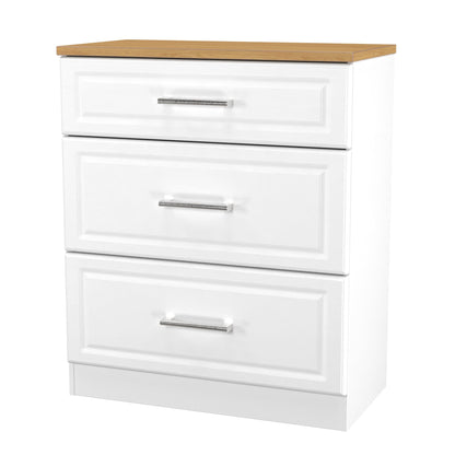 Kent Chest of Drawers White & Oak 3 Drawers 39cm