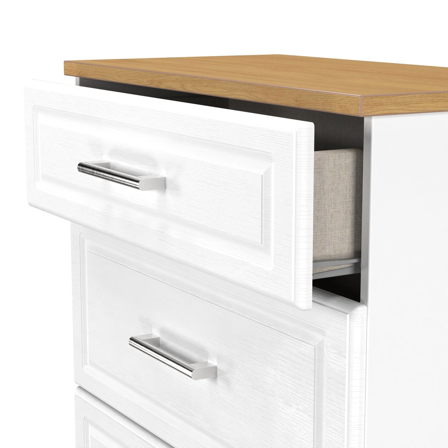 Kent Chest of Drawers White & Oak 3 Drawers 39cm