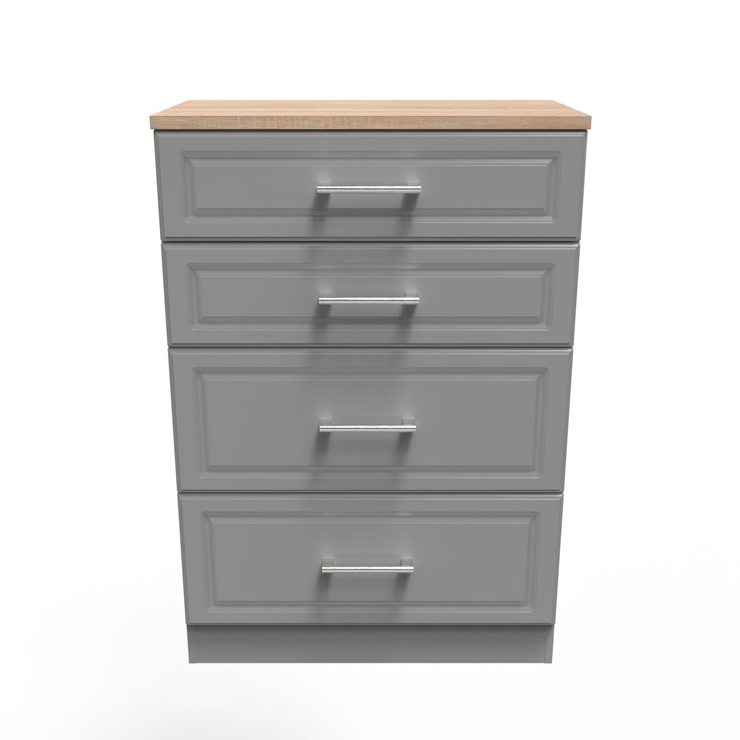 Kent Tall Chest of Drawers Grey & Oak 4 Drawers 108cm