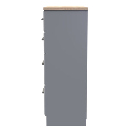 Kent Tall Chest of Drawers Grey & Oak 4 Drawers 108cm