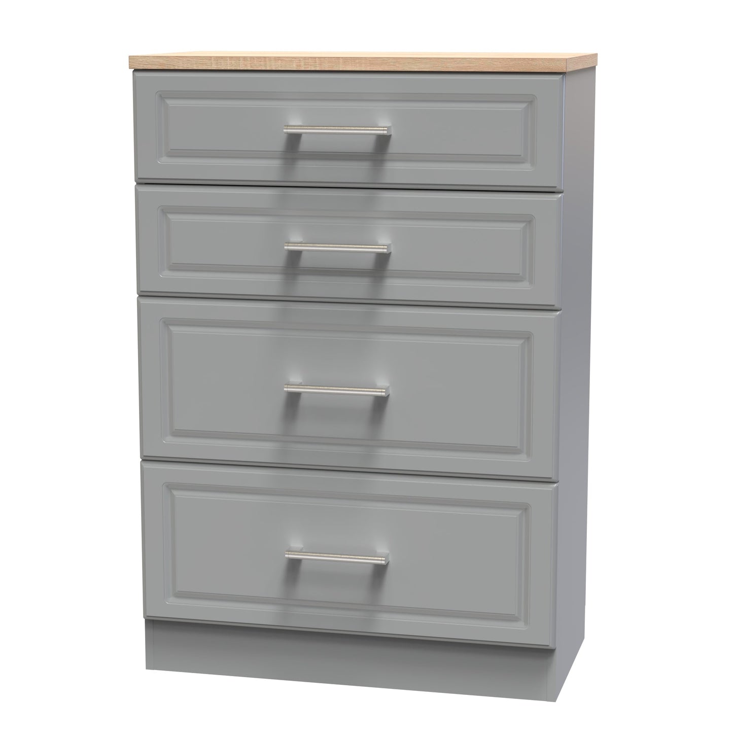 Kent Tall Chest of Drawers Grey & Oak 4 Drawers 108cm