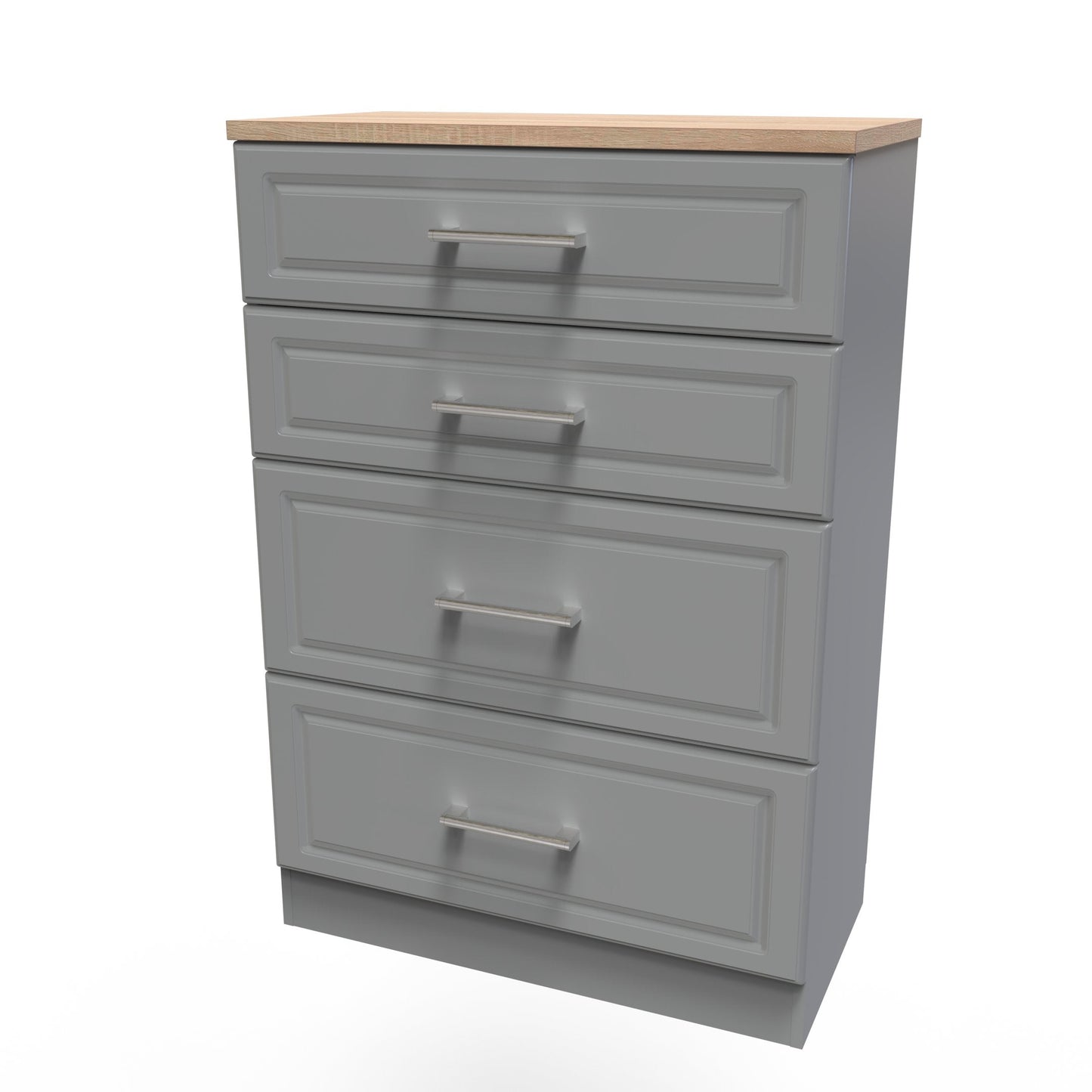 Kent Tall Chest of Drawers Grey & Oak 4 Drawers 108cm