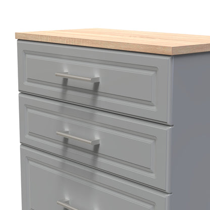 Kent Tall Chest of Drawers Grey & Oak 4 Drawers 108cm