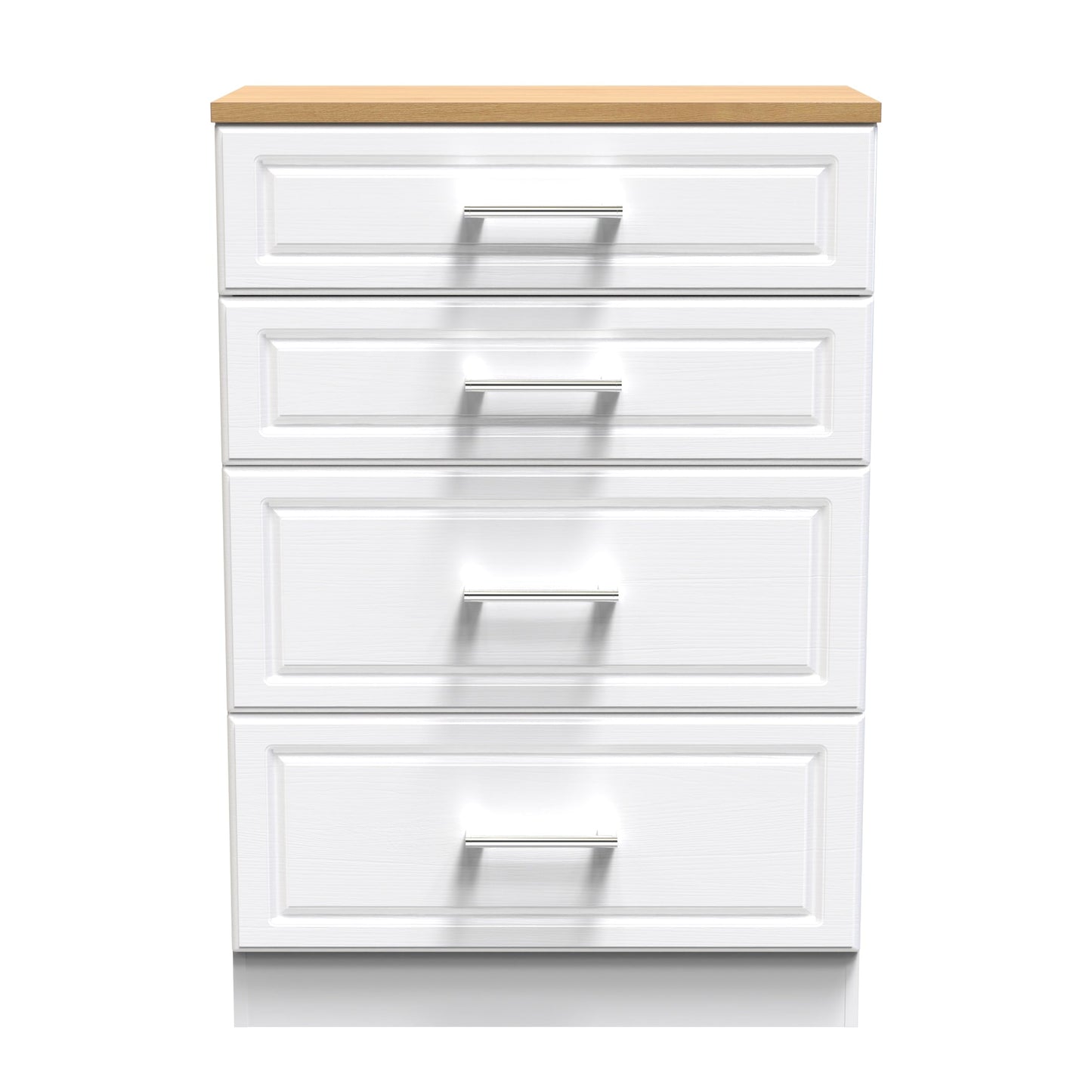 Kent Tall Chest of Drawers White & Oak 4 Drawers 108cm