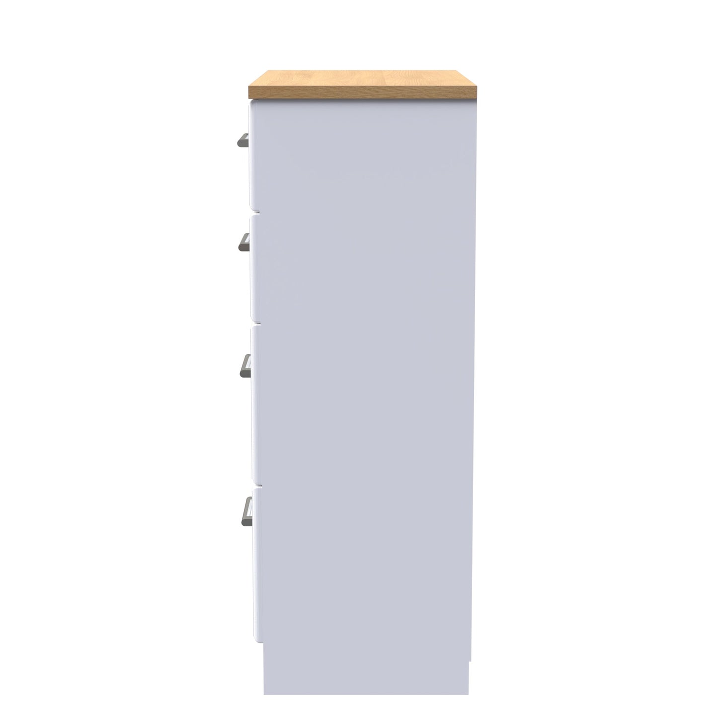 Kent Tall Chest of Drawers White & Oak 4 Drawers 108cm
