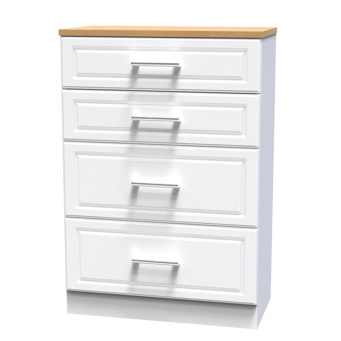 Kent Tall Chest of Drawers White & Oak 4 Drawers 108cm