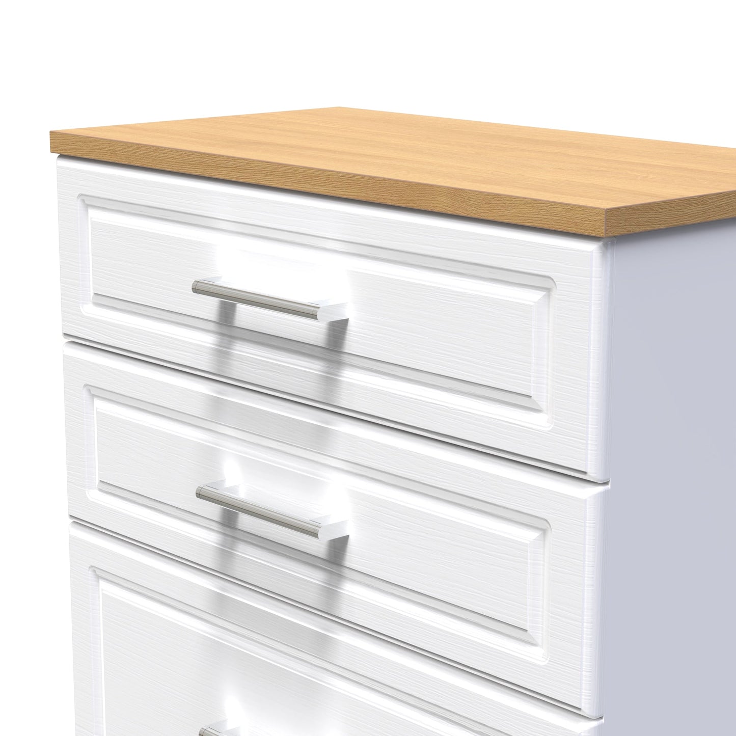 Kent Tall Chest of Drawers White & Oak 4 Drawers 108cm