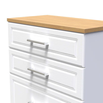 Kent Tall Chest of Drawers White & Oak 4 Drawers 108cm