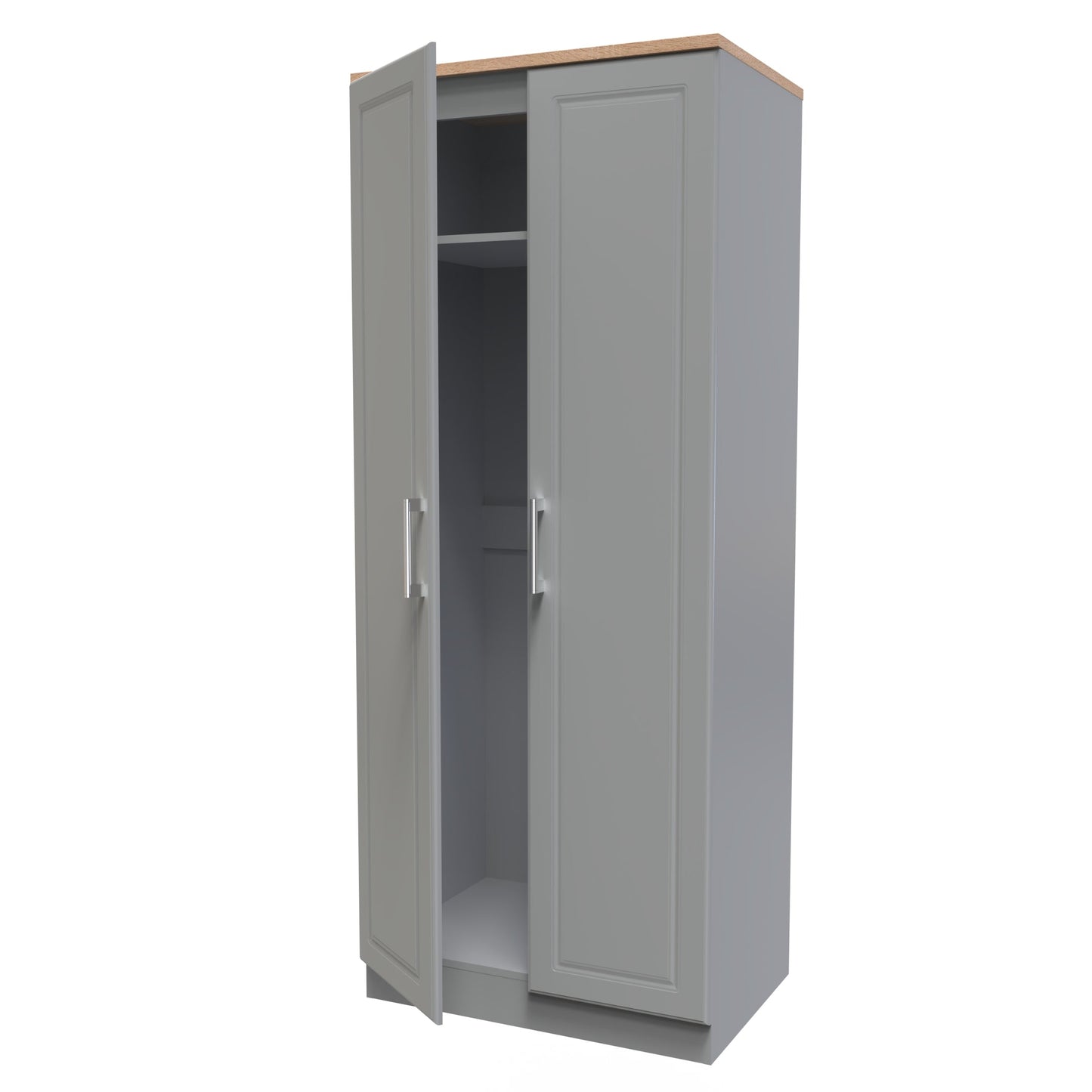 Kent Tall Wardrobe Grey & Oak 2 Doors 1 Shelf 182cm