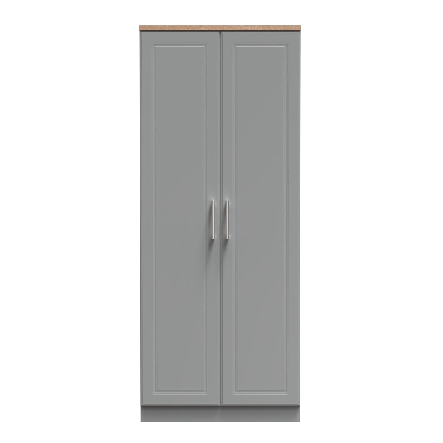 Kent Tall Wardrobe Grey & Oak 2 Doors 1 Shelf 182cm