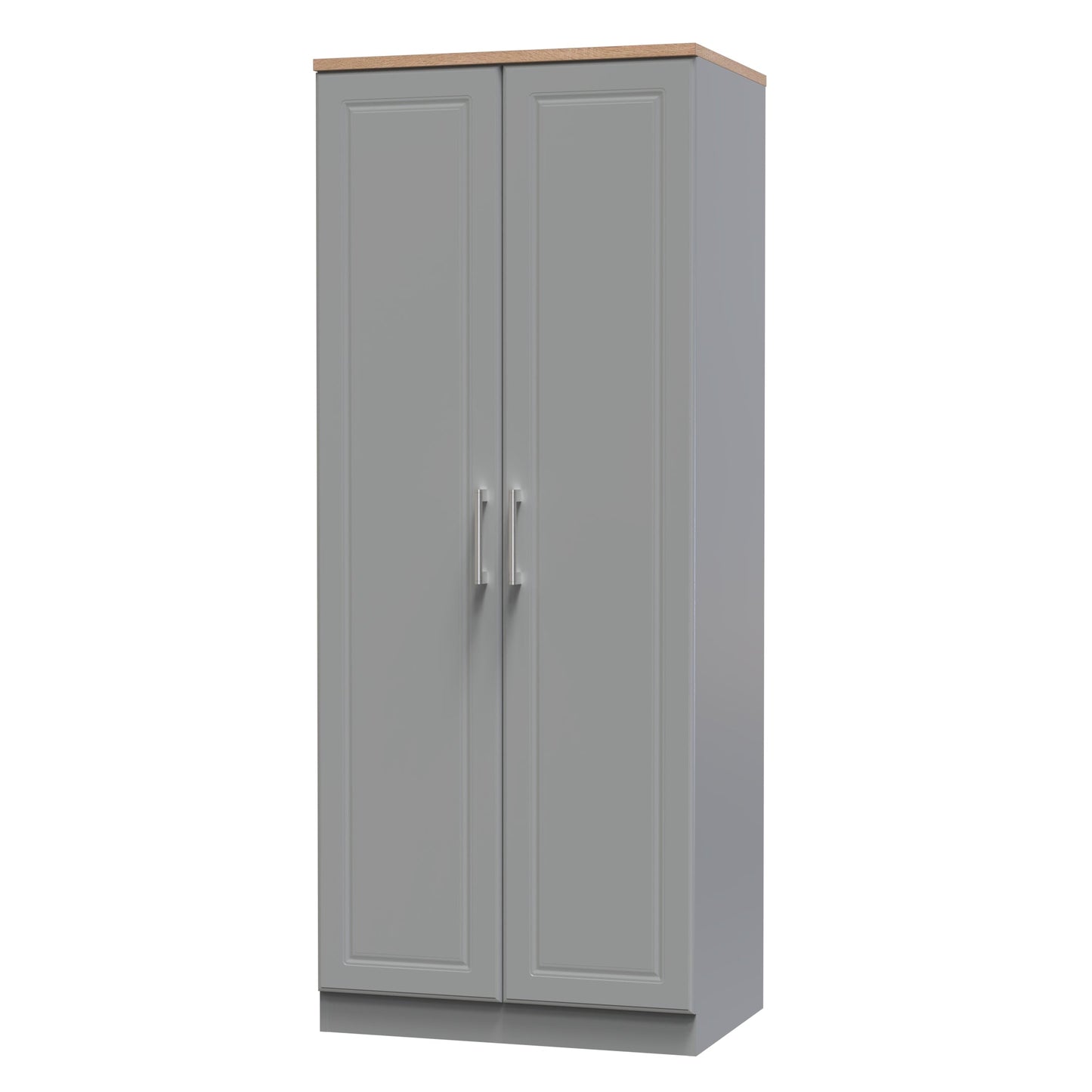 Kent Tall Wardrobe Grey & Oak 2 Doors 1 Shelf 182cm