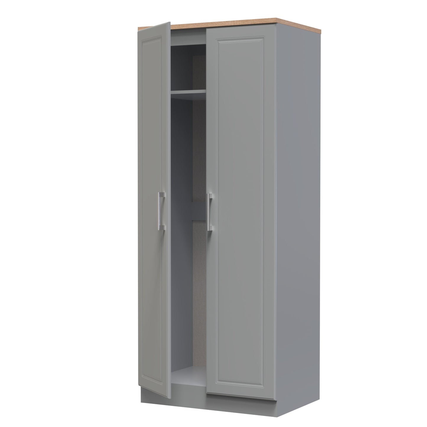 Kent Tall Wardrobe Grey & Oak 2 Doors 1 Shelf 182cm