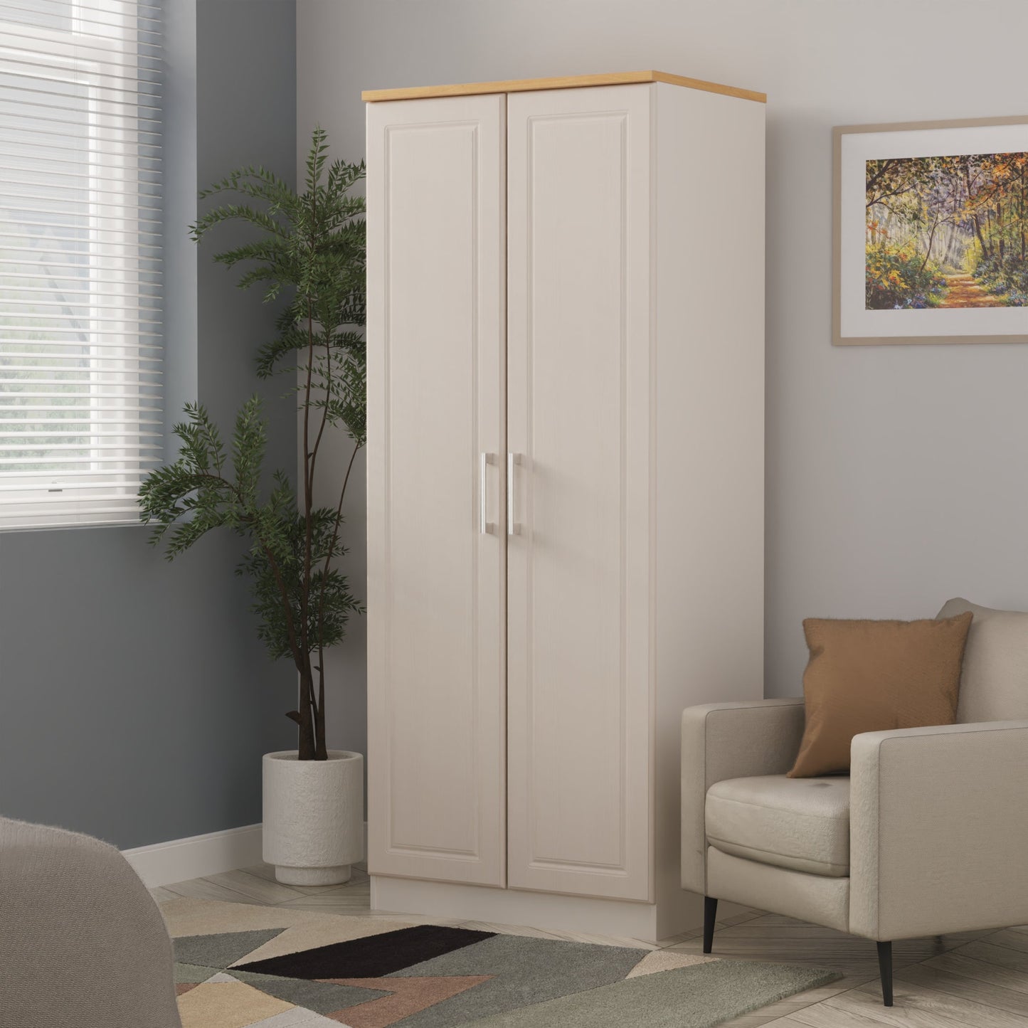 Kent Tall Wardrobe Off-White 2 Doors 1 Shelf 182cm