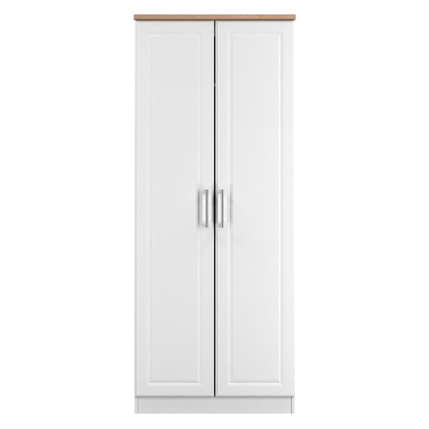 Kent Tall Wardrobe White & Oak 2 Doors 1 Shelf 182cm