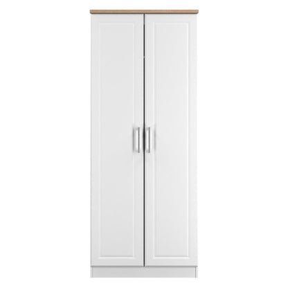 Kent Tall Wardrobe White & Oak 2 Doors 1 Shelf 182cm