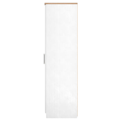 Kent Tall Wardrobe White & Oak 2 Doors 1 Shelf 182cm