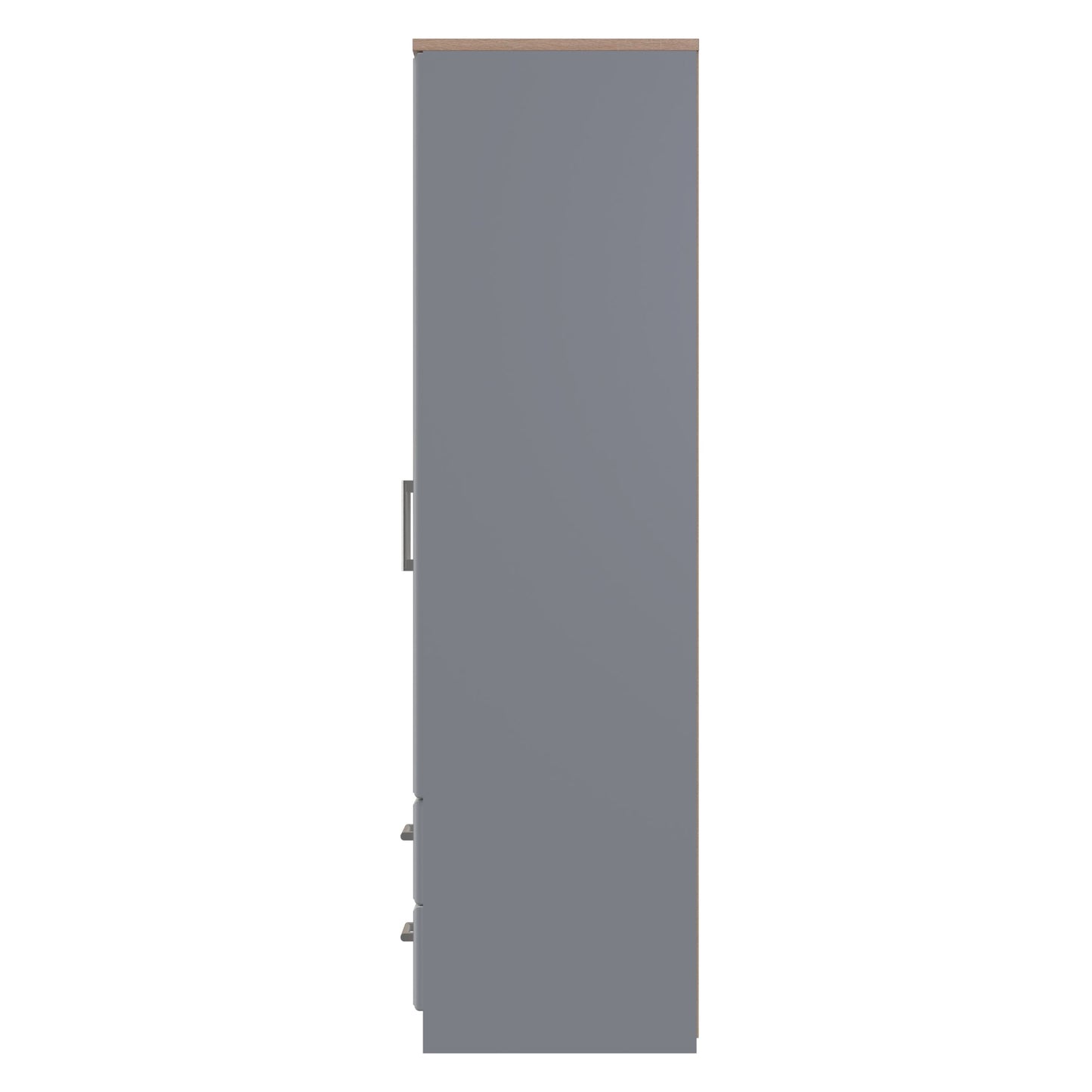 Kent Tall Wardrobe Grey & Oak 2 Doors 2 Drawers 182cm