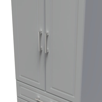 Kent Tall Wardrobe Grey & Oak 2 Doors 2 Drawers 182cm