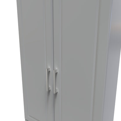 Kent Tall Wardrobe Grey & Oak 2 Doors 2 Drawers 182cm