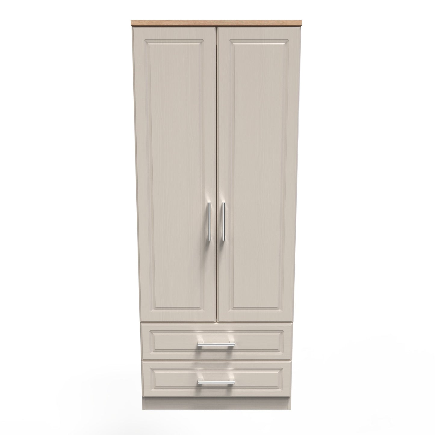 Kent Tall Wardrobe Off-White 2 Doors 2 Drawers 182cm
