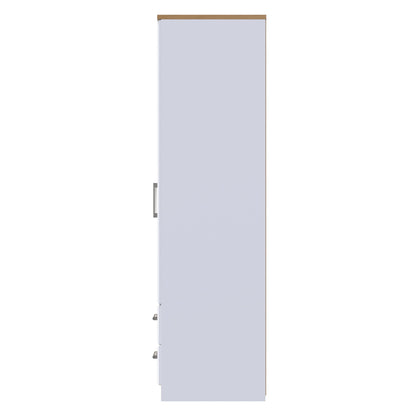 Kent Tall Wardrobe White & Oak 2 Doors 2 Drawers 182cm