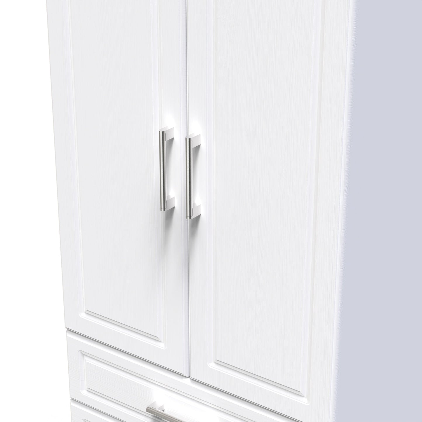 Kent Tall Wardrobe White & Oak 2 Doors 2 Drawers 182cm