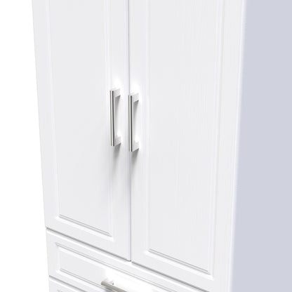 Kent Tall Wardrobe White & Oak 2 Doors 2 Drawers 182cm